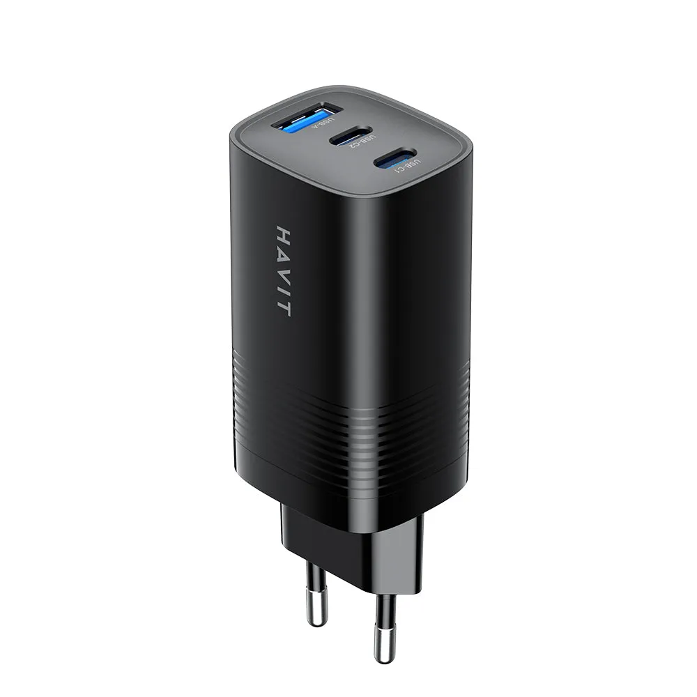 Caricabatterie Rete HAVIT UC20, 65W, 3A, 1 x USB-A - 2 x USB-C, Nero - immagine 1
