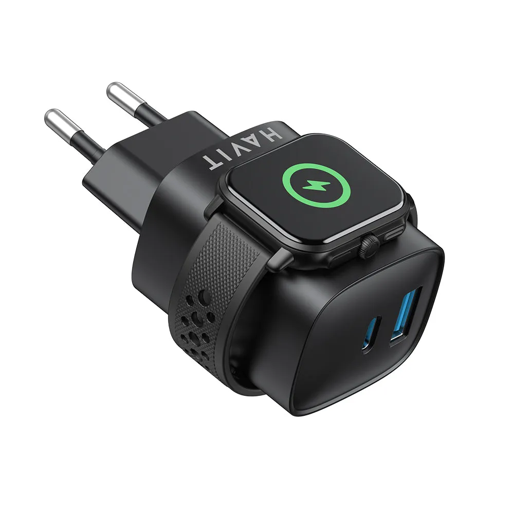 Caricabatterie Rete HAVIT UC132 2in1, 22W, 3A, 1 x USB-A - 1 x USB-C, Nero - immagine 1