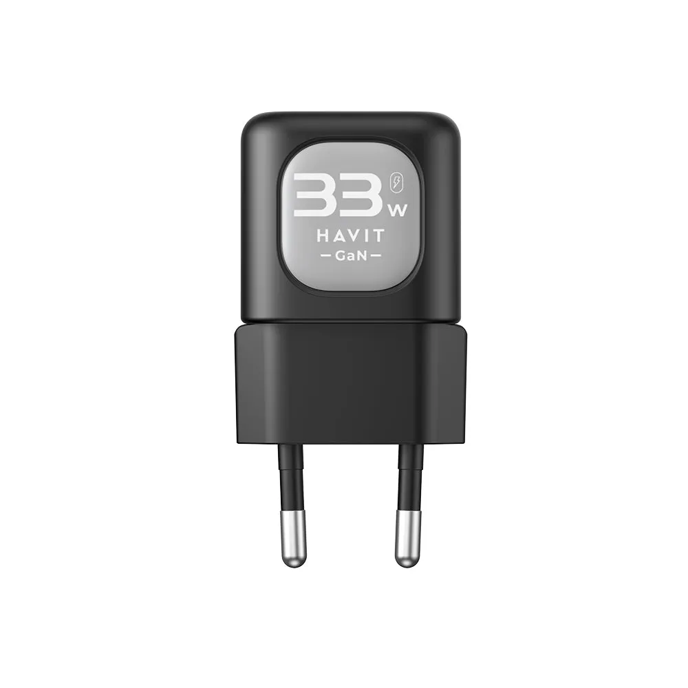 Caricabatterie Rete HAVIT UC230, 33W, 3A, 1 x USB-A - 1 x USB-C, Nero Grigio - immagine 1