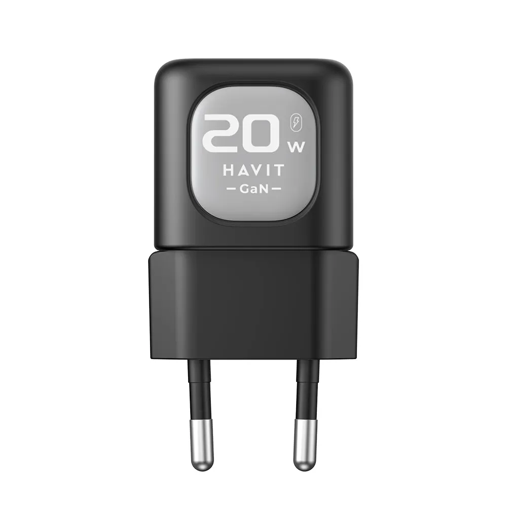 Caricabatterie Rete HAVIT UC220, 20W, 3A, 1 x USB-A - 1 x USB-C, Nero Grigio - immagine 1