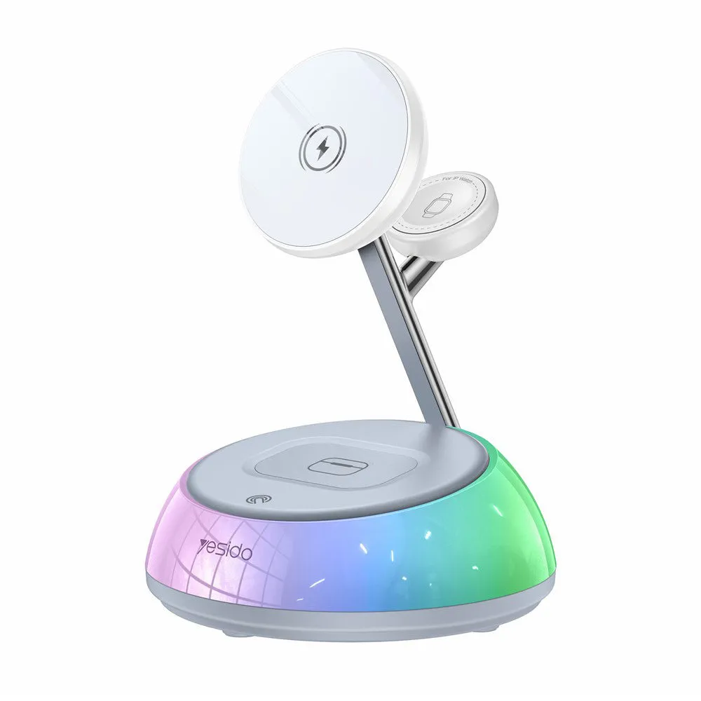Caricabatterie Wireless Yesido DS31 3in1, 15W, 1.67A, Bianco - immagine 1