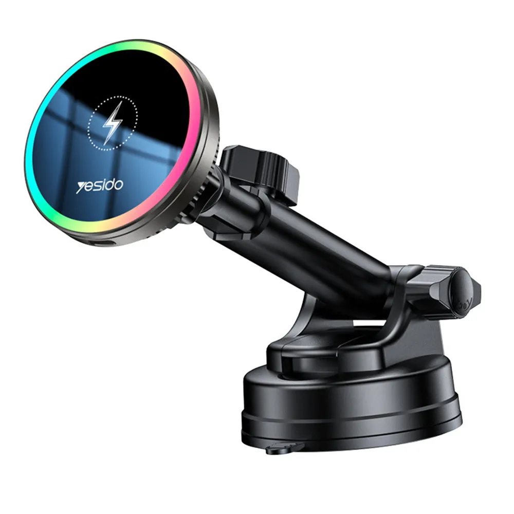 Caricabatterie Auto Wireless Yesido C315, 15W, 1.67A, Nero - immagine 1