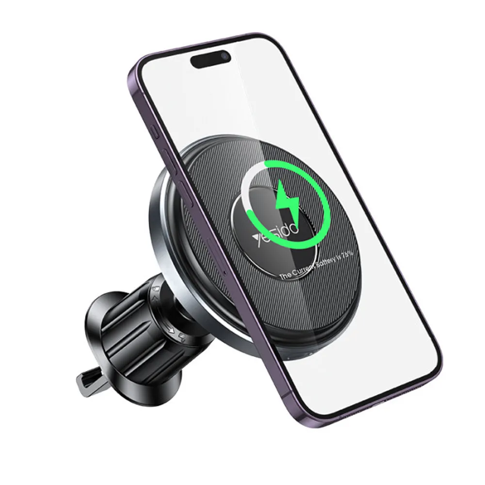 Caricabatterie Auto Wireless Yesido C190, 15W, 1.67A, Nero - immagine 1