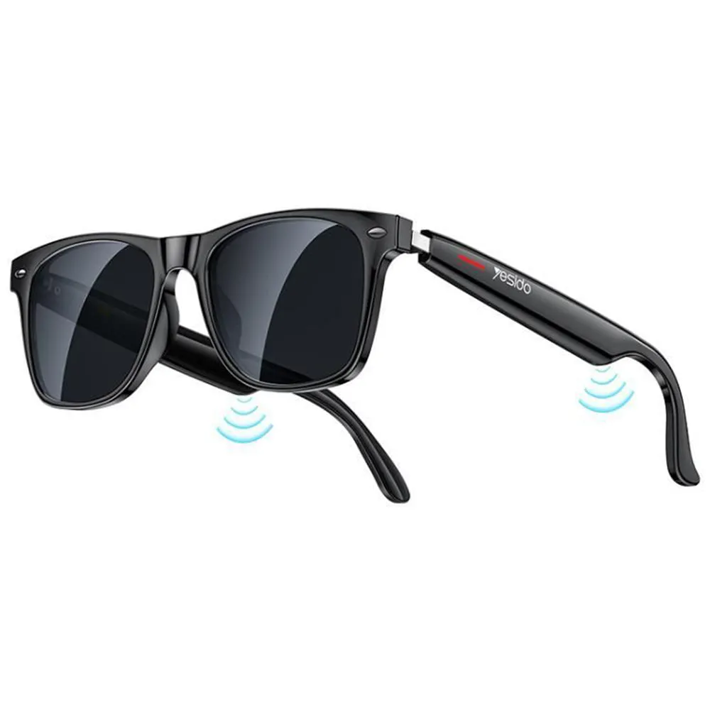 Handsfree Bluetooth Yesido IO35, Tipo Occhiali da Sole Unisex, A2DP, Nero - immagine 1