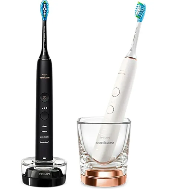 Sonicare DiamondClean serie 9000 Sonicare Spazzolini Elettrici Sonici con App, confezione da 1 spazzolino bianco e 1 spazzolino nero HX9914/57, Spazzolino da denti elettrico - immagine 1
