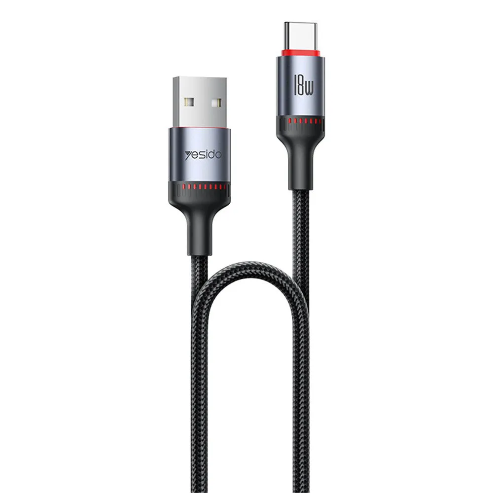 Cavo Dati e Ricarica USB-A - USB-C Yesido CA130C, 18W, 2m, Nero - immagine 1