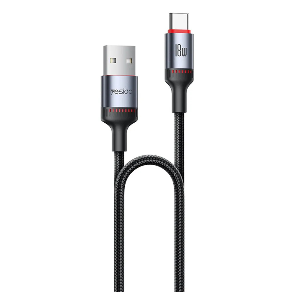 Cavo Dati e Ricarica USB-A - USB-C Yesido CA129C, 18W, 1.2m, Nero - immagine 1