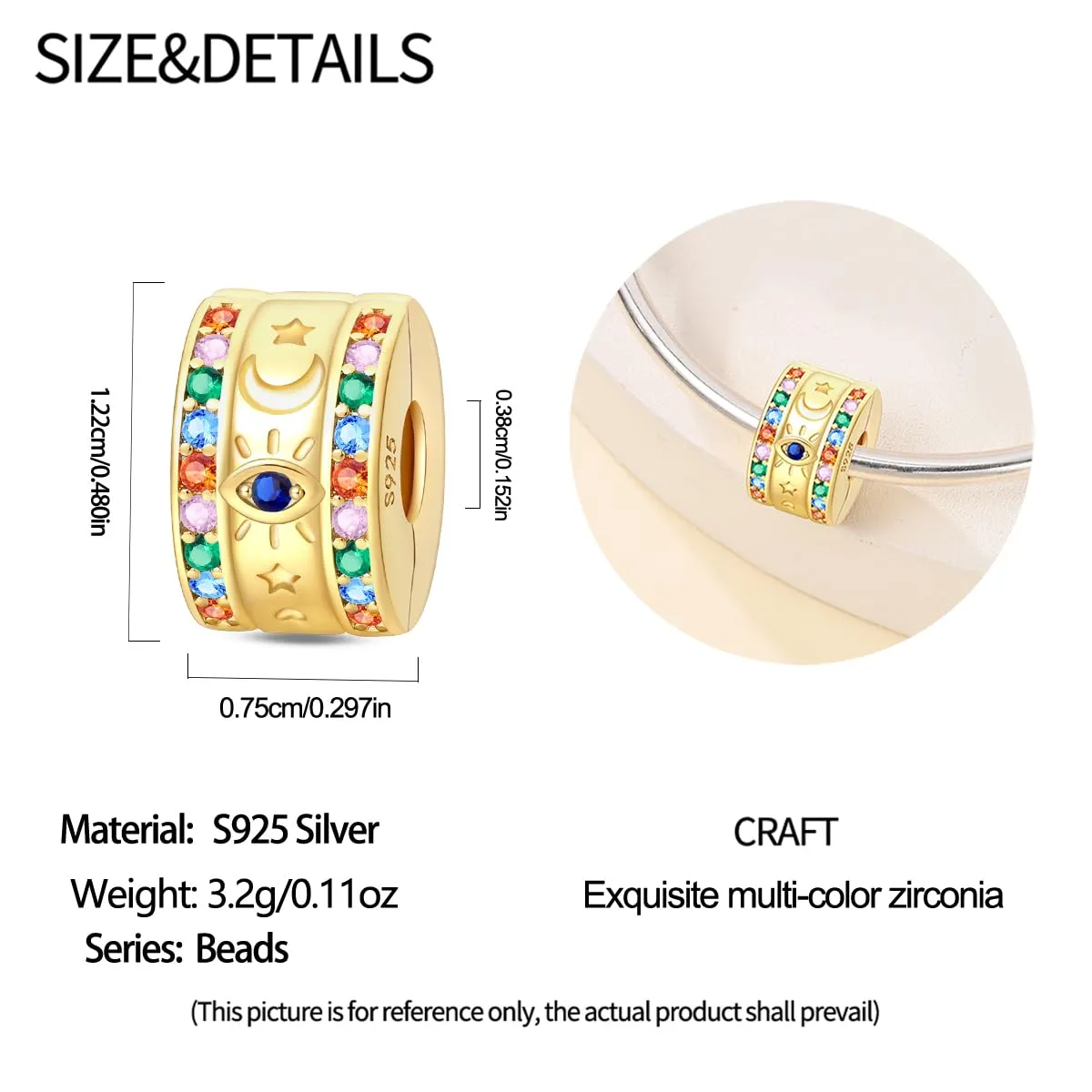 QIKAOLA Ciondolo Bead Charm Perline in argento sterling S925 per bracciali e collane europee per donne - immagine 5