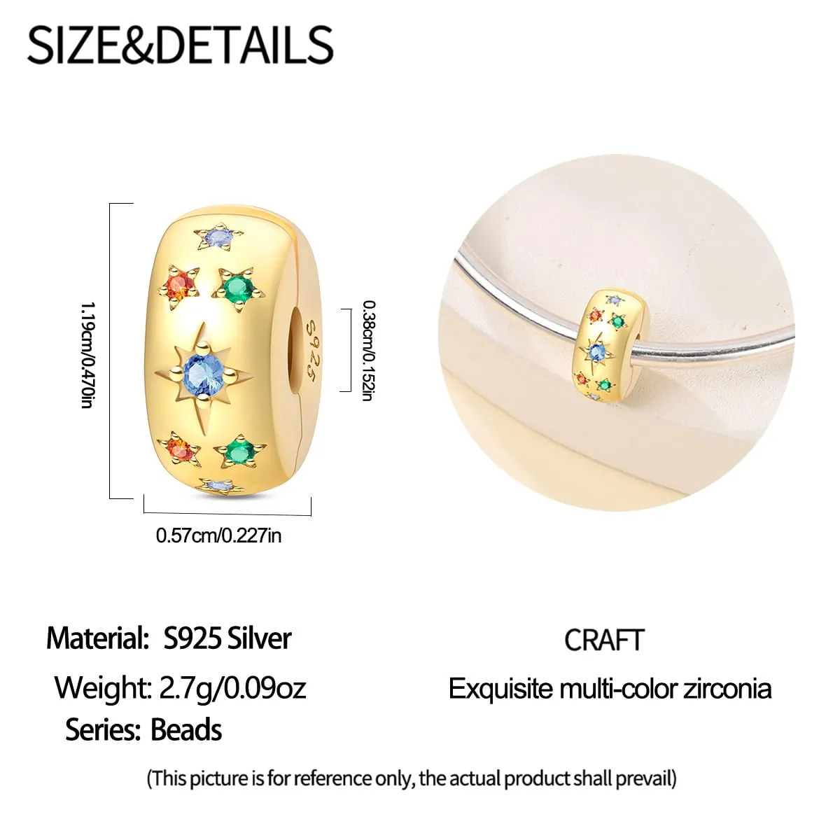 QIKAOLA Ciondolo Bead Charm Perline in argento sterling S925 per bracciali e collane europee per donne - immagine 5