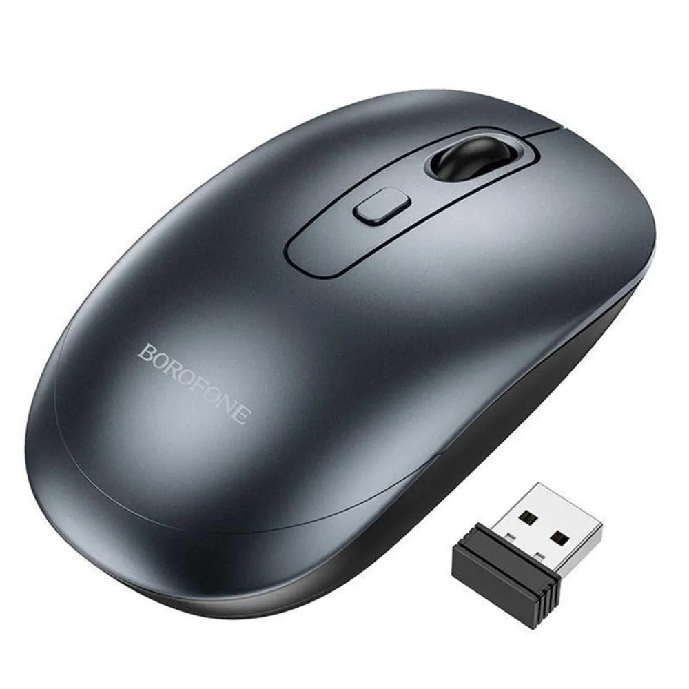 Mouse Wireless Borofone BG13 Winner, 1600DPI, Grigio - immagine 1