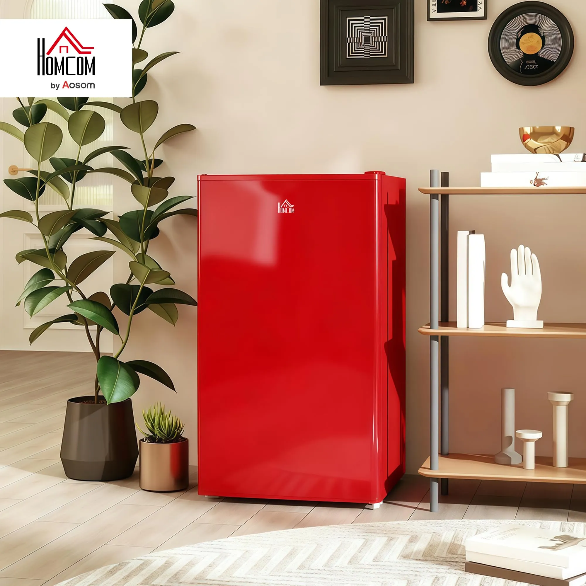 HOMCOM Frigorifero Piccolo 91L con Congelatore Classe E Rosso - immagine 2