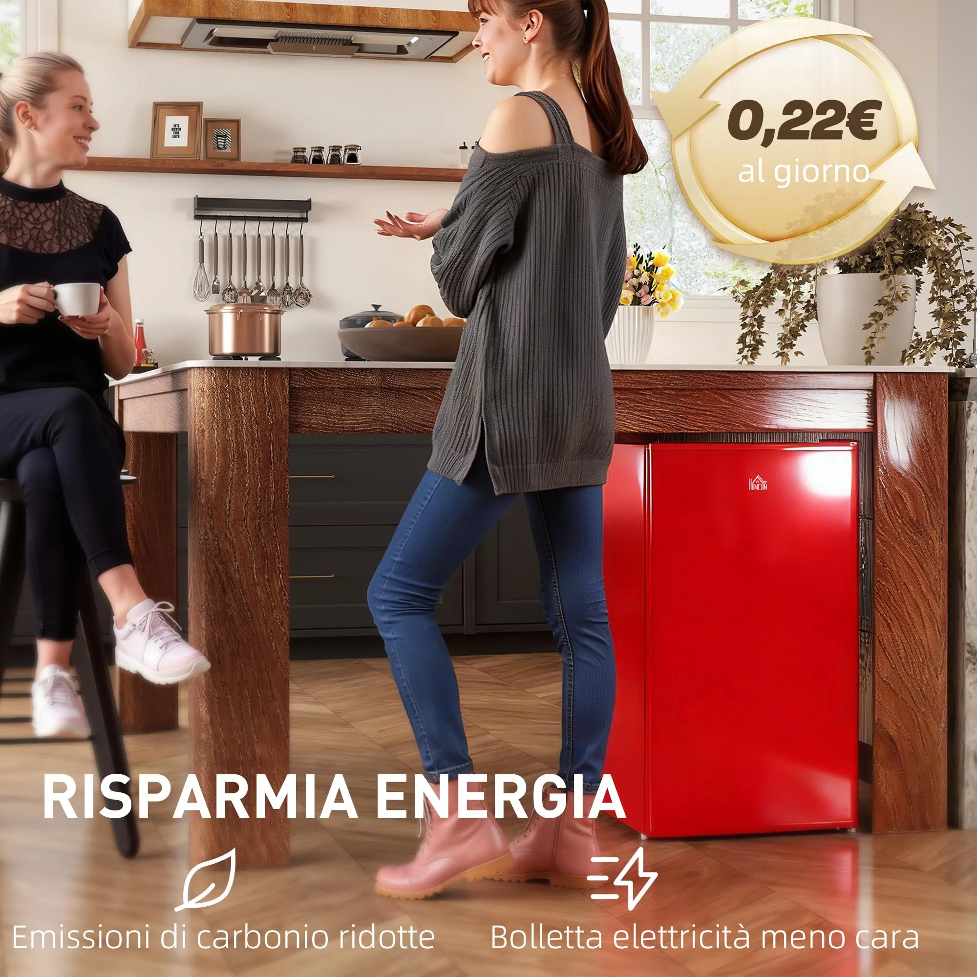 HOMCOM Frigorifero Piccolo 91L con Congelatore Classe E Rosso - immagine 9