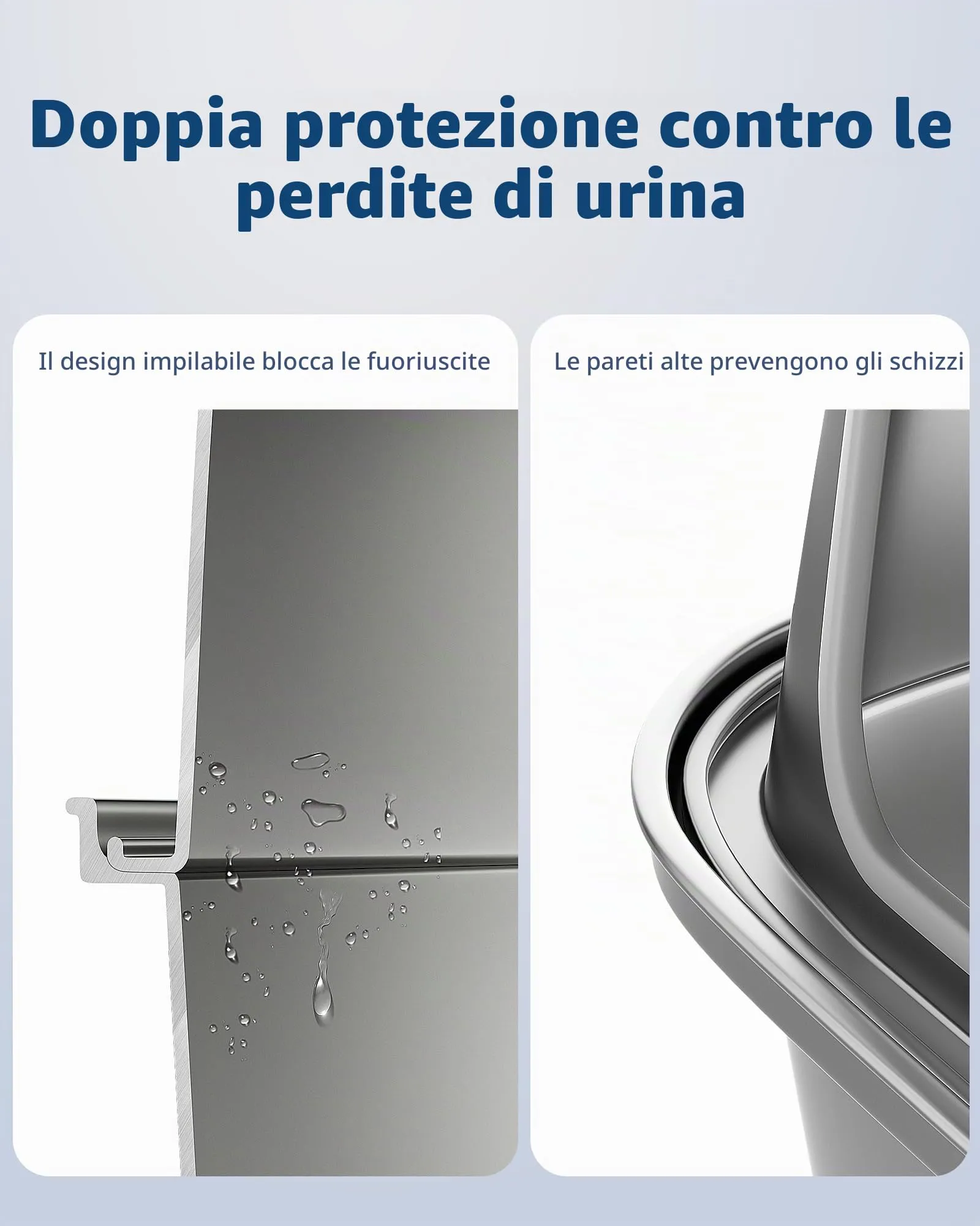Lettiera Gatto Acciaio Inox, Lettiera per Gatti Grande XXL, Toilette Tutto in Metallo per Gatti, Sabbiera Alta Rimovibili, Antiodore, Facile da Pulire, Antiaderente e Spaziosa - immagine 2