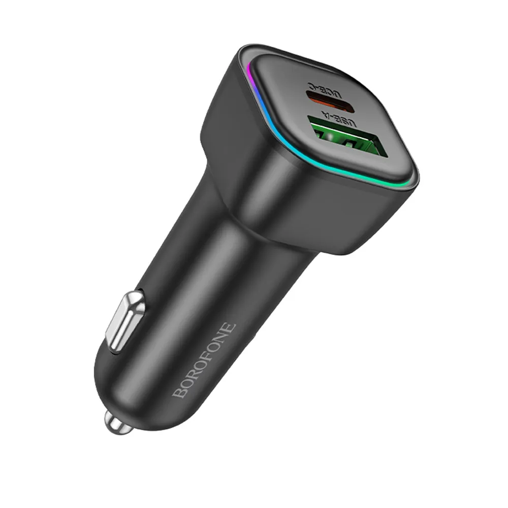 Caricabatterie Auto Borofone BZ28A Trophie, 30W, 3A, 1 x USB-A - 1 x USB-C, Nero - immagine 1