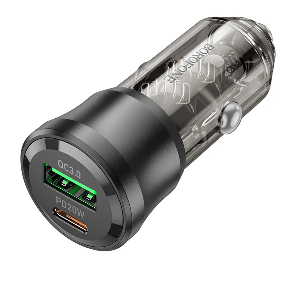 Caricabatterie Auto Borofone BZ25 Journey, 38W, 3A, 1 x USB-A - 1 x USB-C, Nero - immagine 1