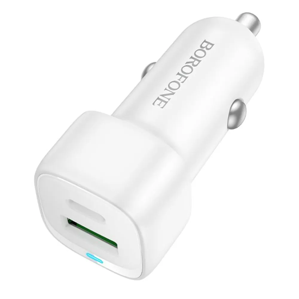 Caricabatterie Auto Borofone BZ34B Cloud, 20W, 3A, 1 x USB-A - 1 x USB-C, Bianco - immagine 1