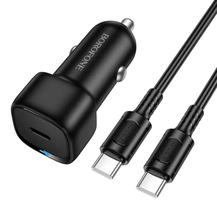 Caricabatterie Auto con Cavo USB-C Borofone BZ34A Cloud, 20W, 3A, 1 x USB-C, Nero - immagine 1