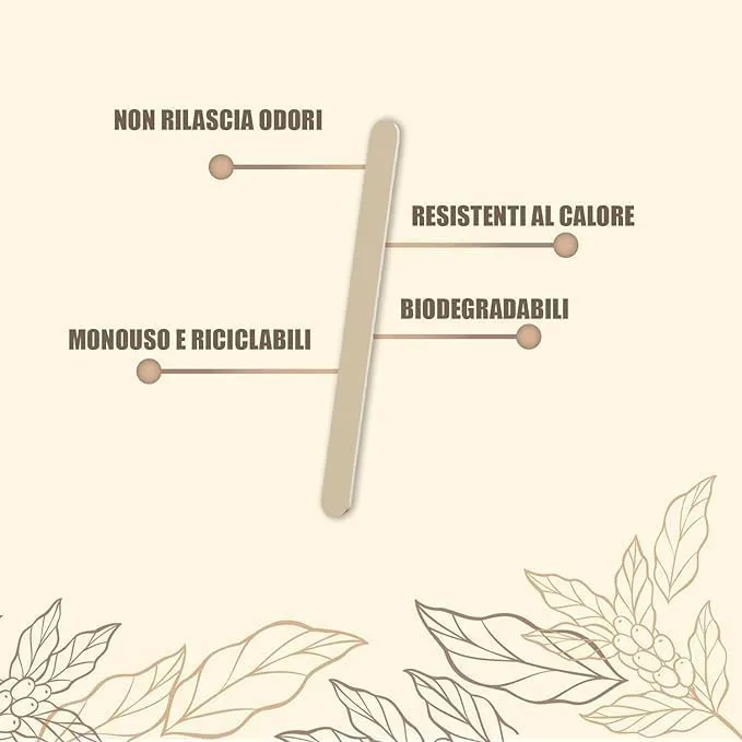 Palette caffè monouso confezionate singolarmente, palettine in legno biodegradabili, compostabili e resistenti al calore, per Girare Zucchero Bevande e Caffe nei Bicchierini (2000 Legno) - immagine 4