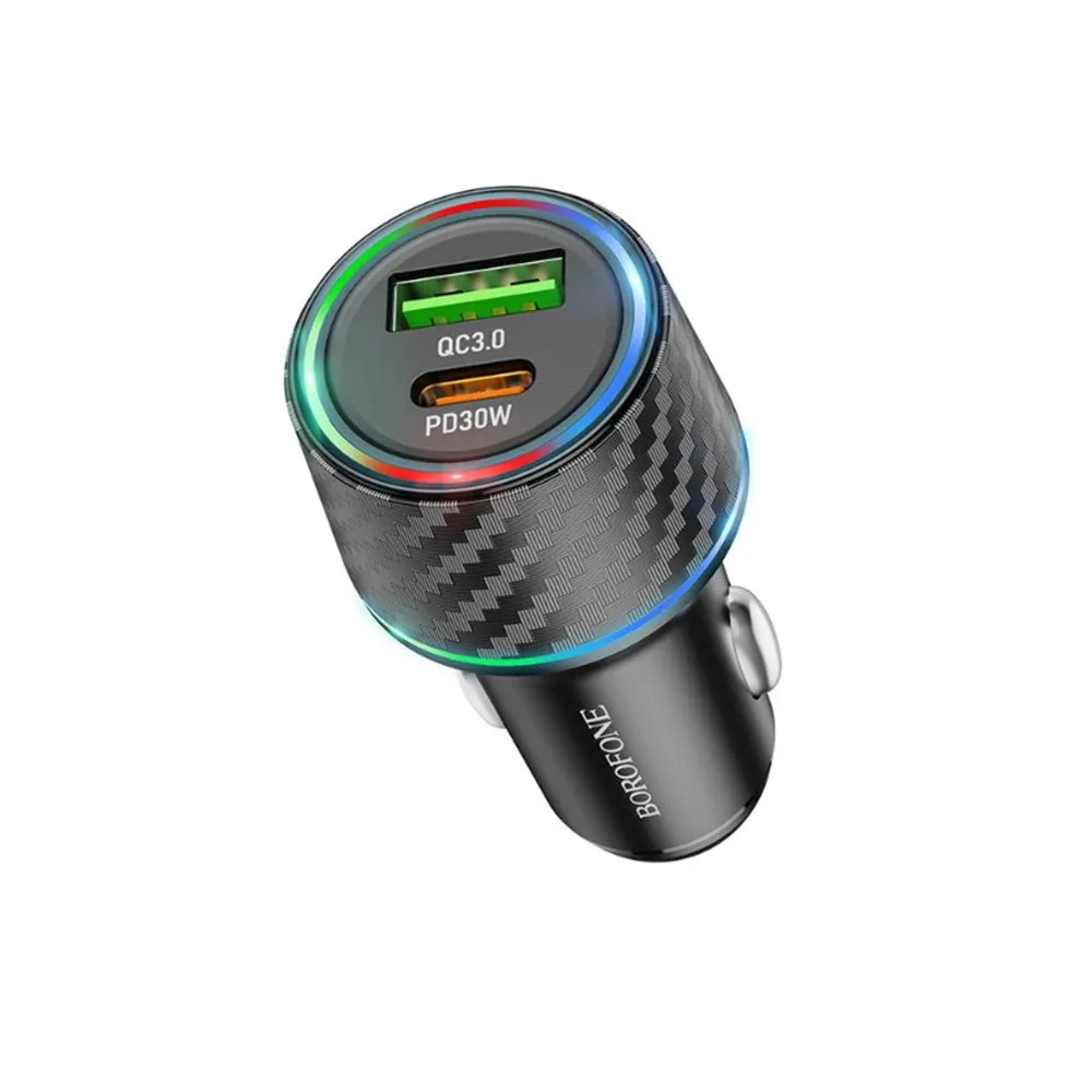 Caricabatterie Auto Borofone BZ21 Brilliant, 48W, 3A, 1 x USB-A - 1 x USB-C, Nero - immagine 1