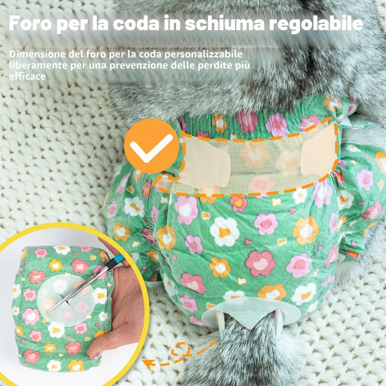 MICOOYO Pannolini usa e getta per gatti femminili super assorbenti per cuccioli di gatto e cane, pannolini igienici per donne in calore e incontinenza (Fiori verdi,XXS, 24) - immagine 5