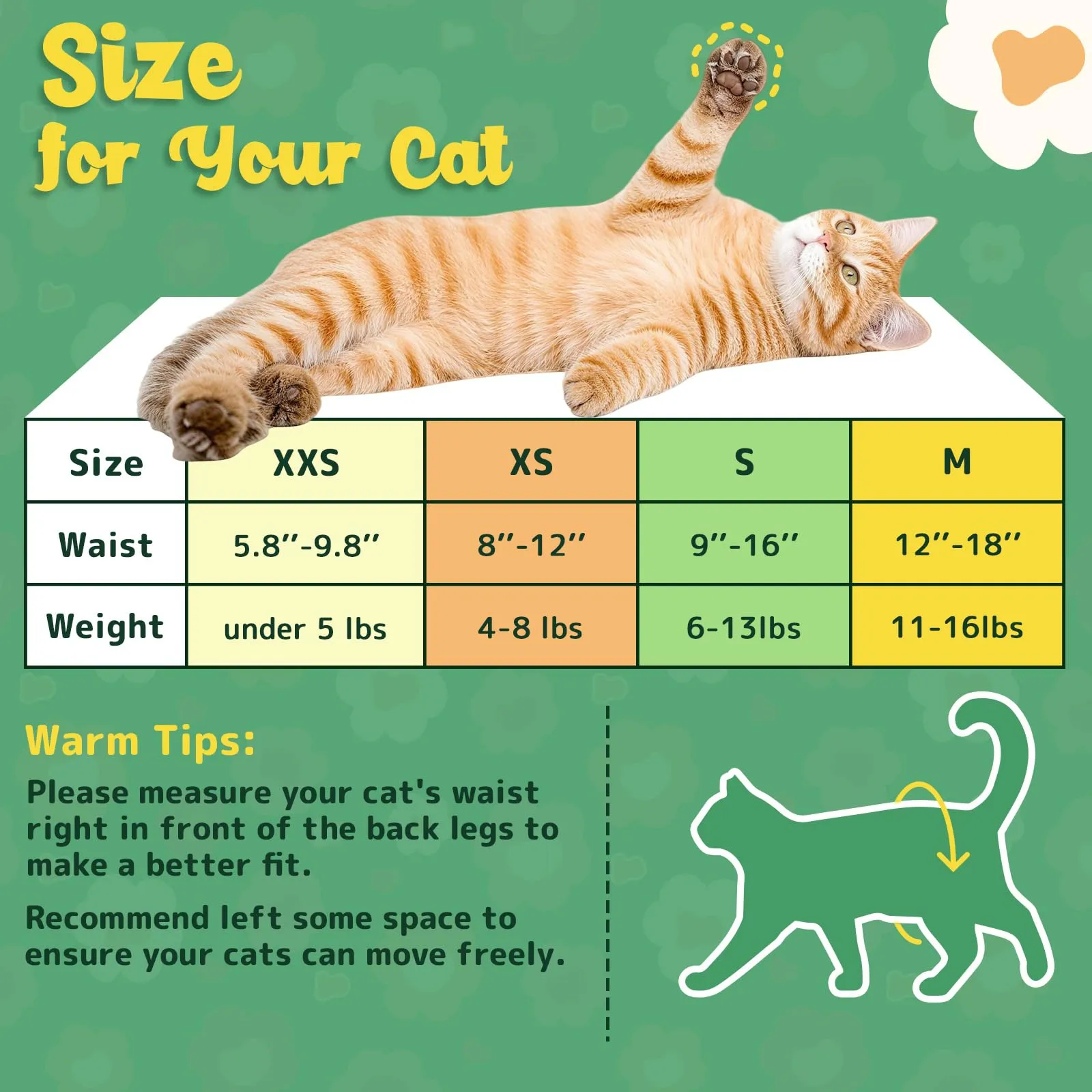 MICOOYO Pannolini usa e getta per gatti femminili super assorbenti per cuccioli di gatto e cane, pannolini igienici per donne in calore e incontinenza (Fiori verdi,XXS, 24) - immagine 7