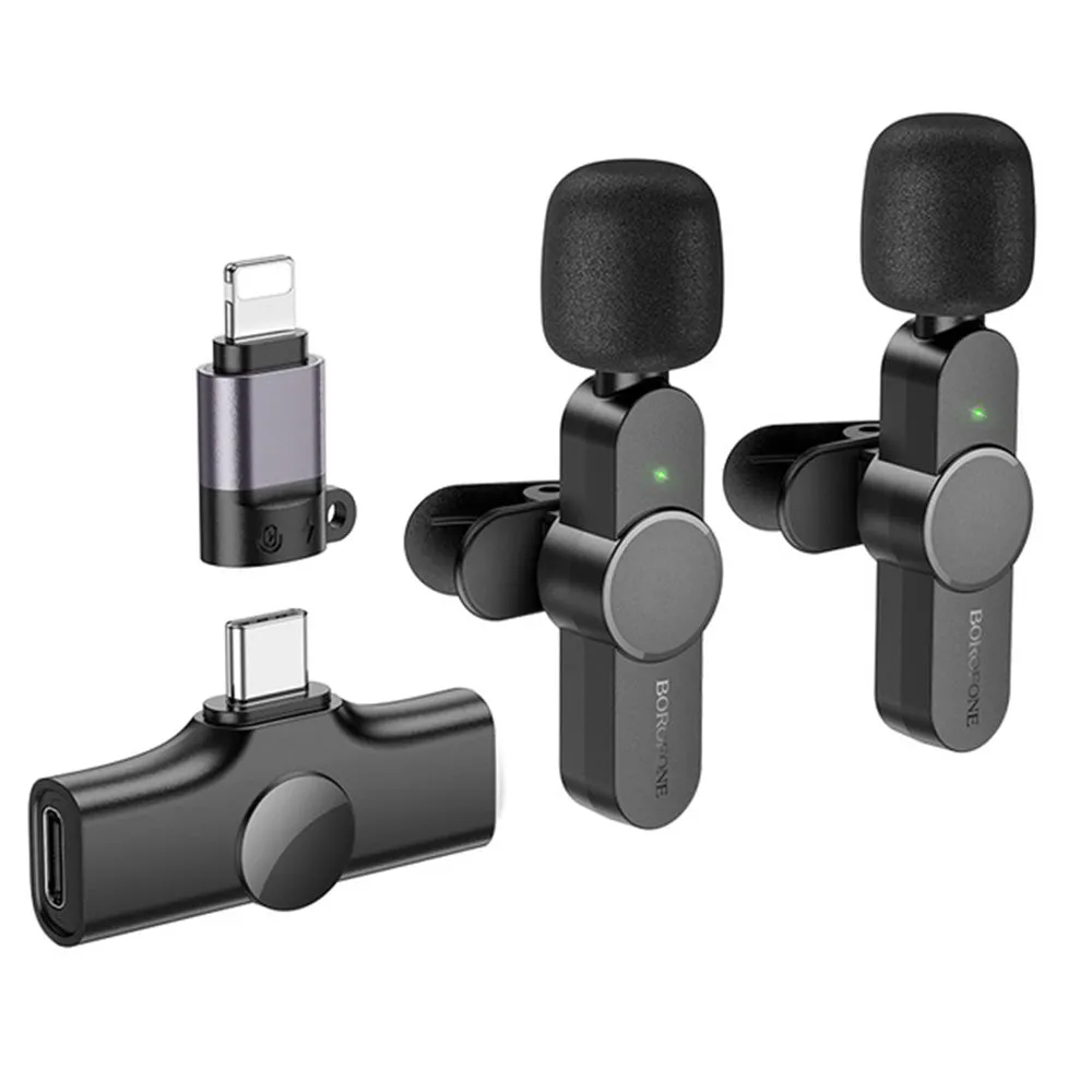 Lavalier Borofone BFK12 Trophy, USB-C / Lightning, Set 2 pezzi, Nero - immagine 1