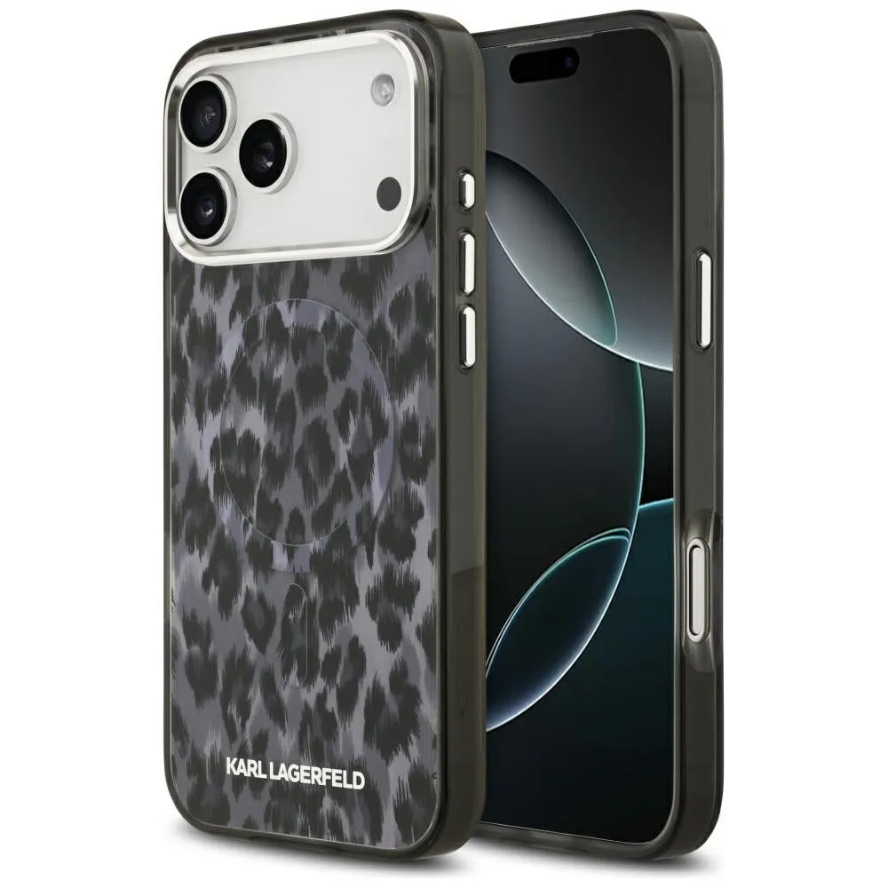 Custodia MagSafe per Apple iPhone 17 Pro Max, Karl Lagerfeld, IML Leopard Pattern, Nera - immagine 1