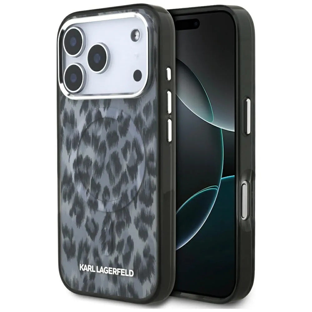 Custodia MagSafe per Apple iPhone 17 Pro, Karl Lagerfeld, IML Leopard Pattern, Nera - immagine 1