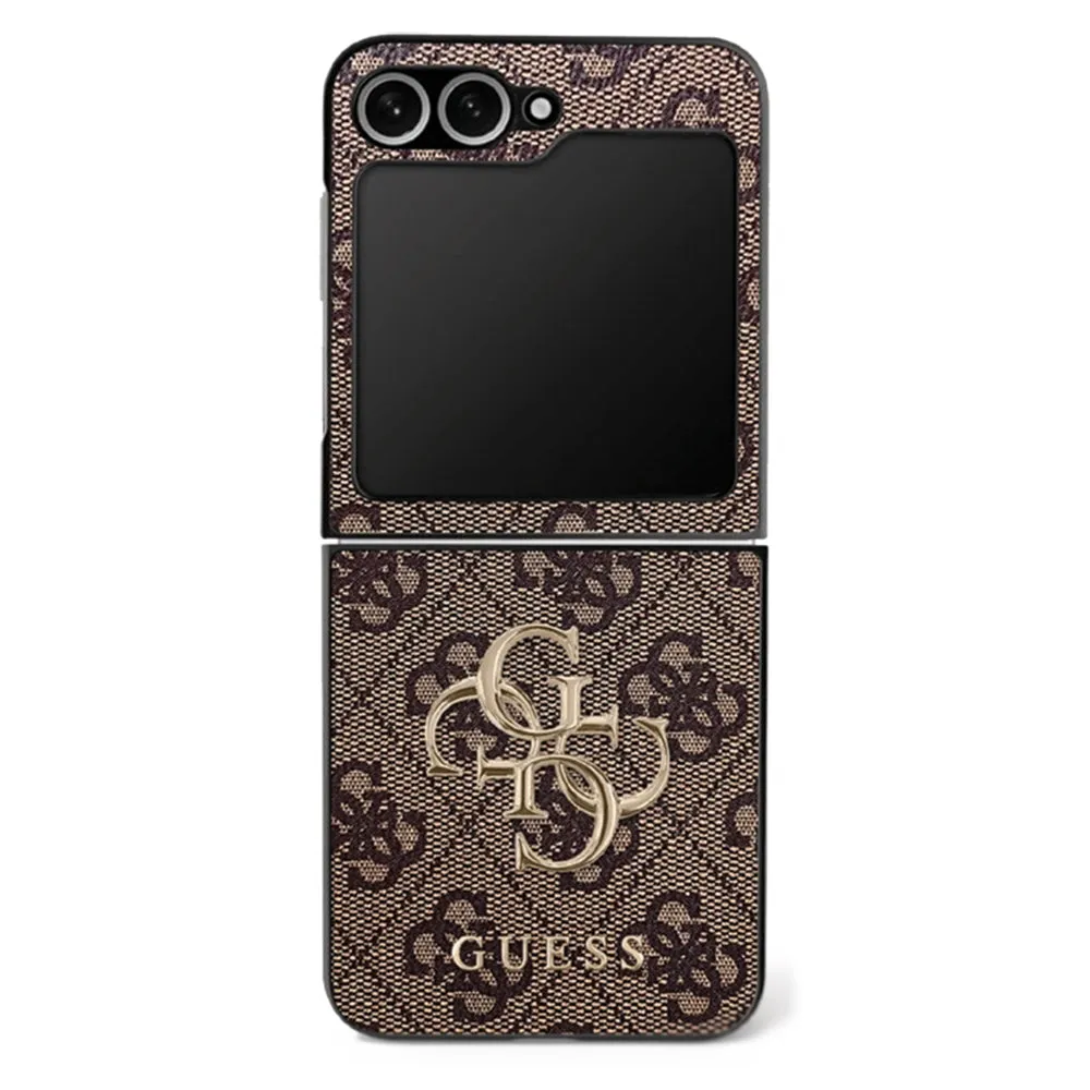 Custodia per Samsung Galaxy Z Flip7 F766, Guess, 4G Metal Logo, Marrone - immagine 1