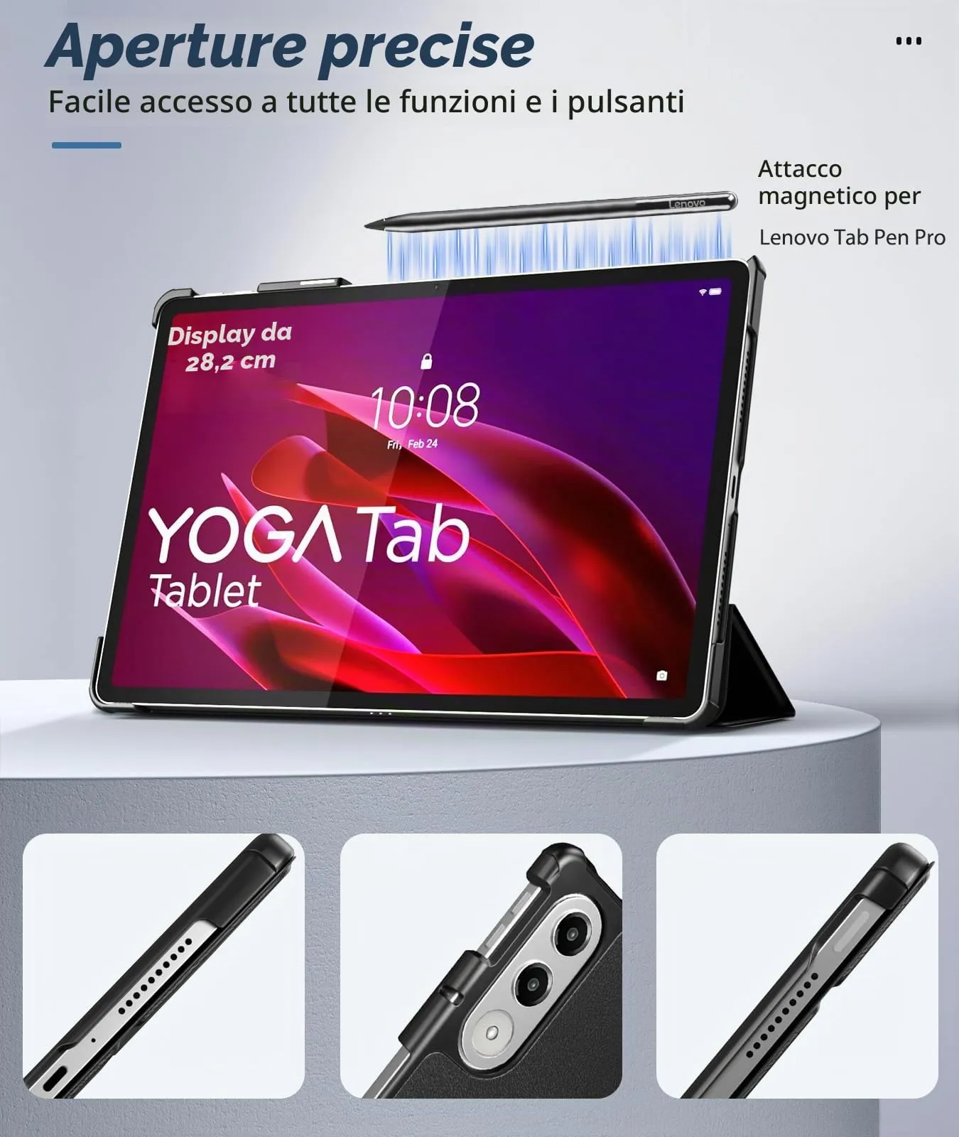 MoKo Cover compatibile con Lenovo Yoga Tab 11,1 2025, Casco Nero - immagine 4