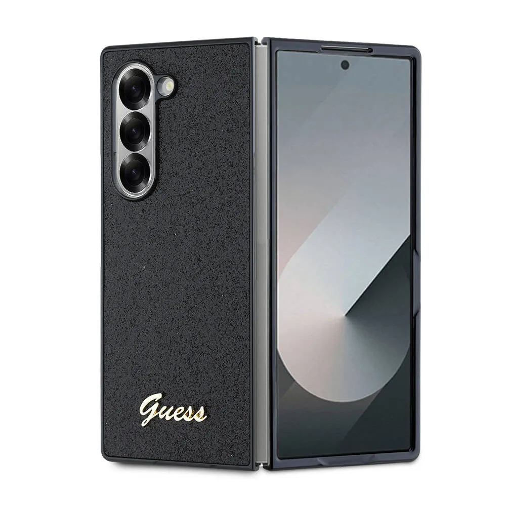 Custodia per Samsung Galaxy Z Fold6 F956, Guess, Glitter Script, Nera - immagine 1