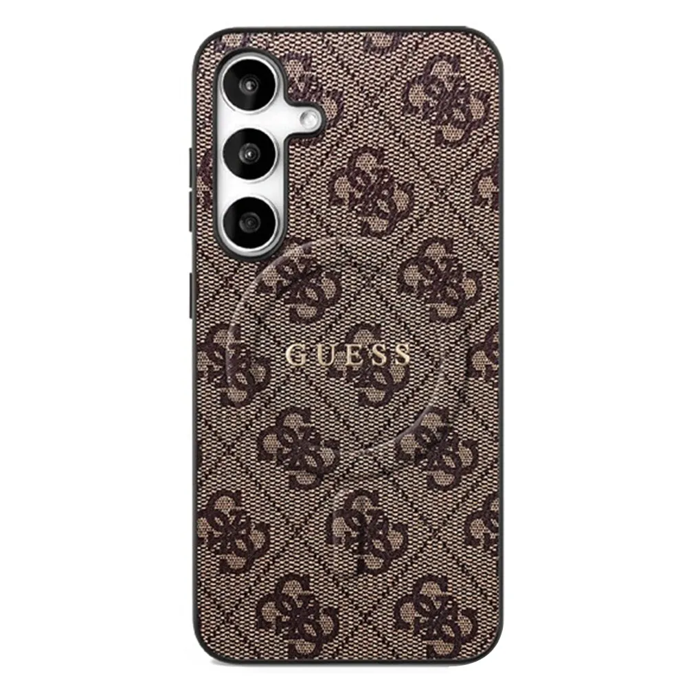 Custodia MagSafe per Samsung Galaxy S25 FE, Guess, 4G Ring Classic Logo, Marrone - immagine 1