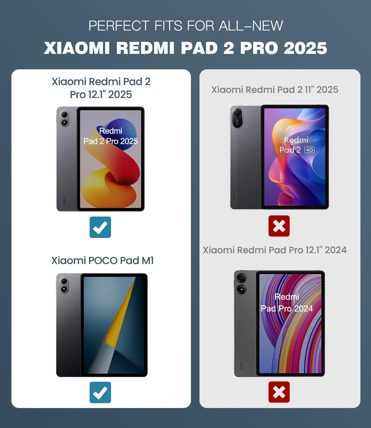 TiMOVO Cover per Xiaomi Redmi Pad 2 Pro / POCO Pad M1 12,1" 2025, Fiori - immagine 2