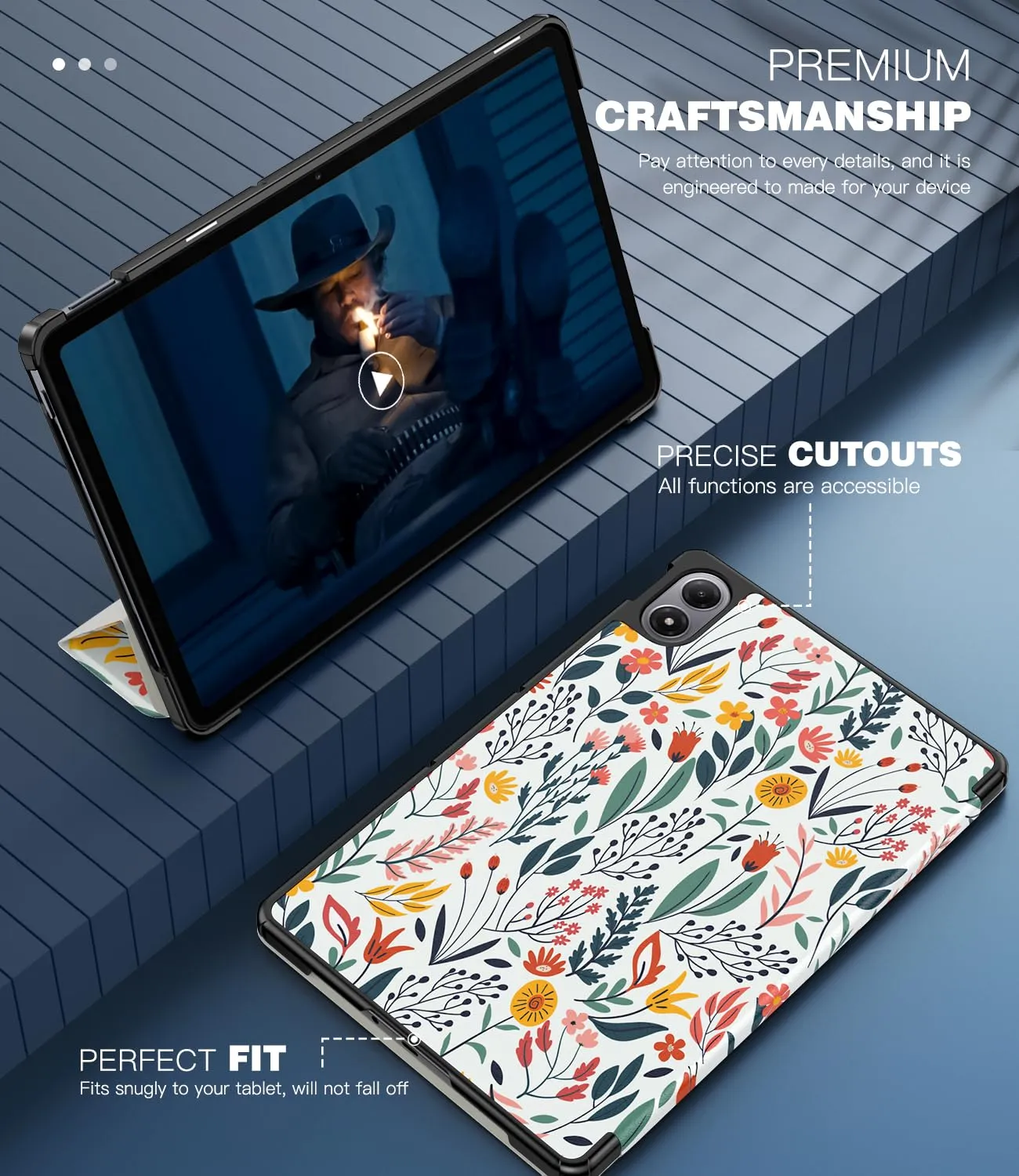 TiMOVO Cover per Xiaomi Redmi Pad 2 Pro / POCO Pad M1 12,1" 2025, Fiori - immagine 3