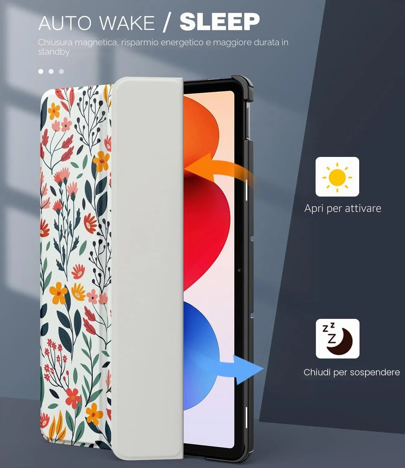 TiMOVO Cover per Xiaomi Redmi Pad 2 Pro / POCO Pad M1 12,1" 2025, Fiori - immagine 5