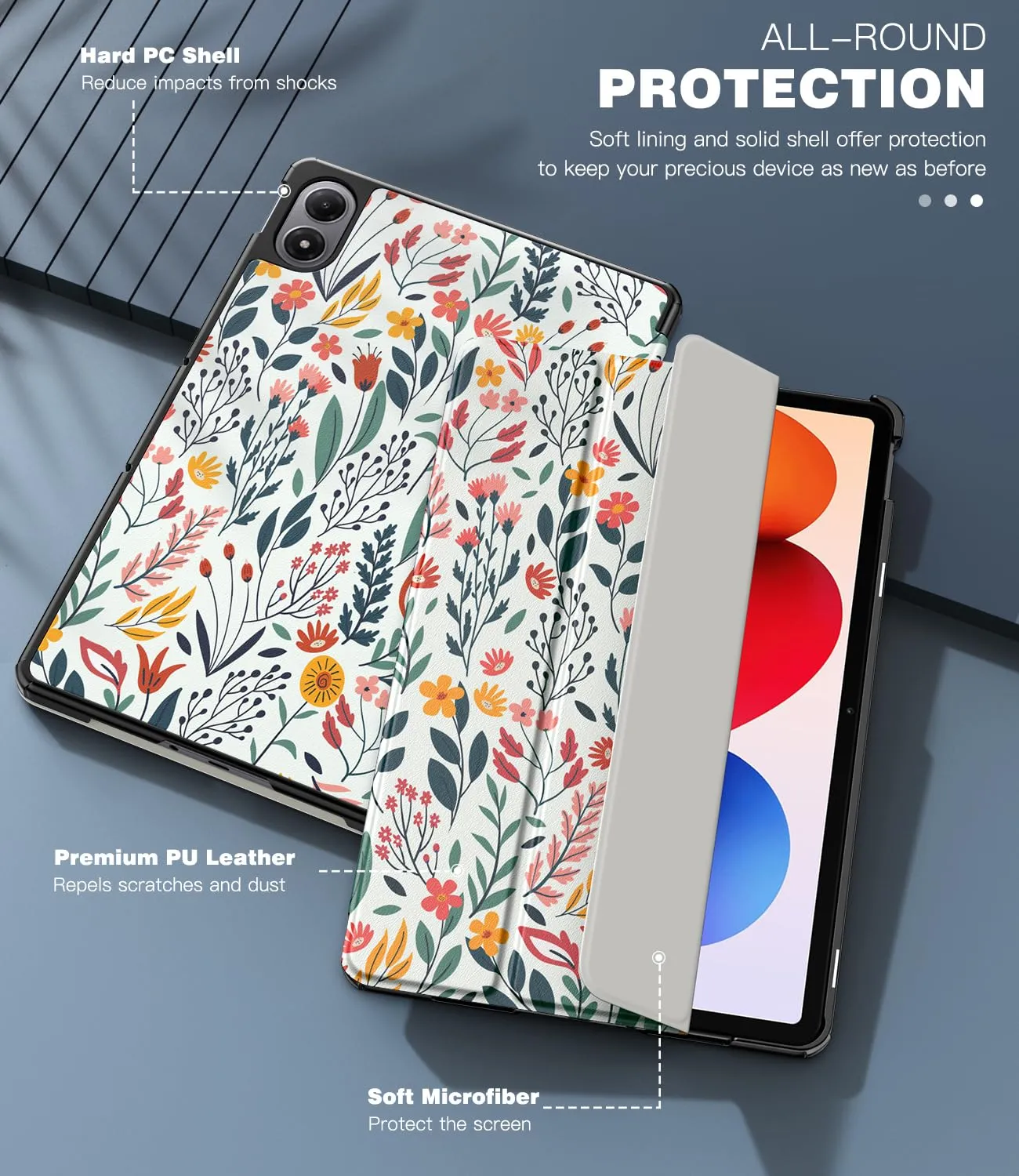 TiMOVO Cover per Xiaomi Redmi Pad 2 Pro / POCO Pad M1 12,1" 2025, Fiori - immagine 6