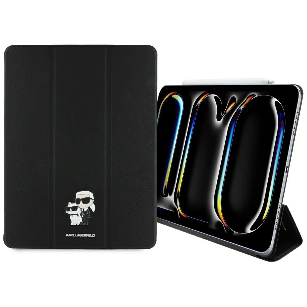 Custodia per Apple iPad Pro 13 (2024), Karl Lagerfeld, Saffiano Karl & Choupette, Nera. - immagine 1