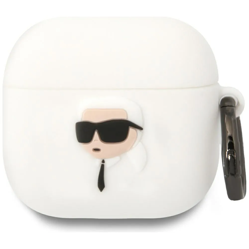 Custodia Karl Lagerfeld 3D NFT Karl's Head per Apple AirPods 4, Bianca - immagine 1