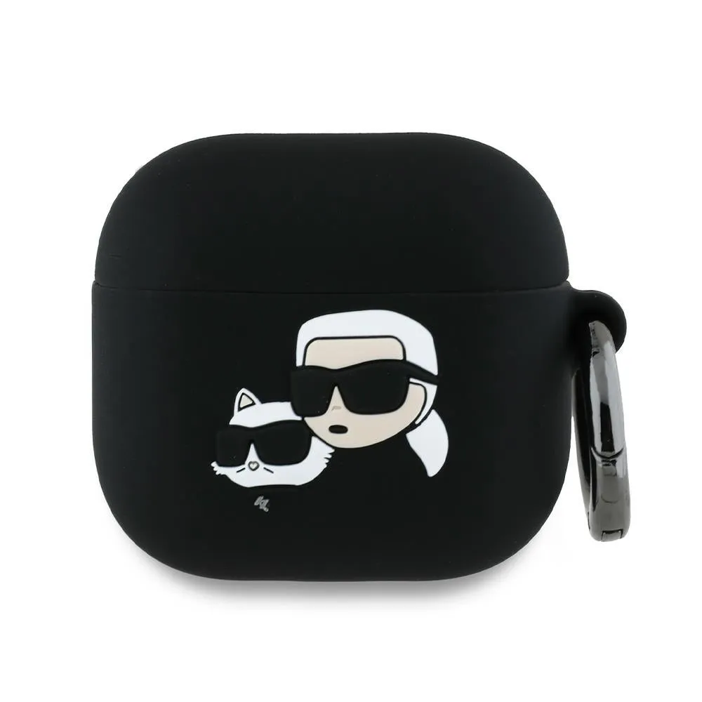 Custodia Karl Lagerfeld 3D Karl & Choupette's Heads per Apple AirPods 4, Nera - immagine 1