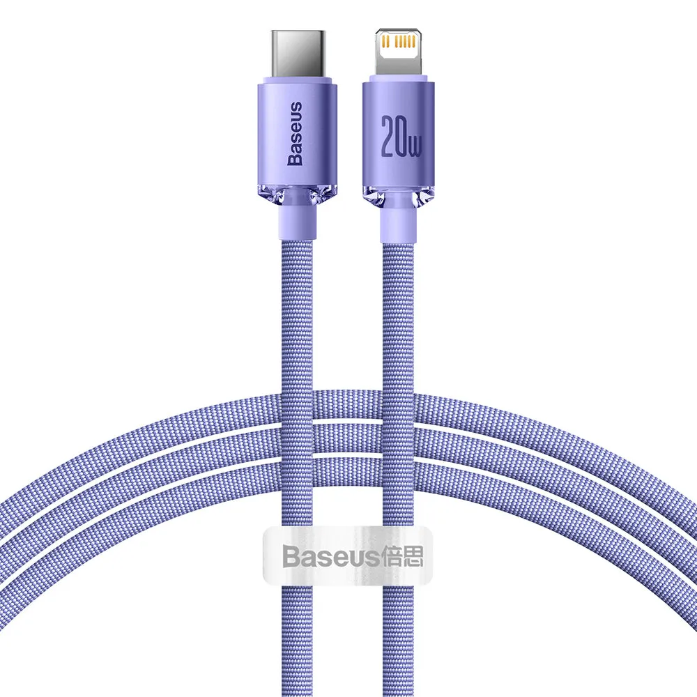 Cavo Dati e Ricarica USB-C - Lightning Baseus Crystal Shine Series, 20W, 1.2m, Viola CAJY000205 - immagine 1
