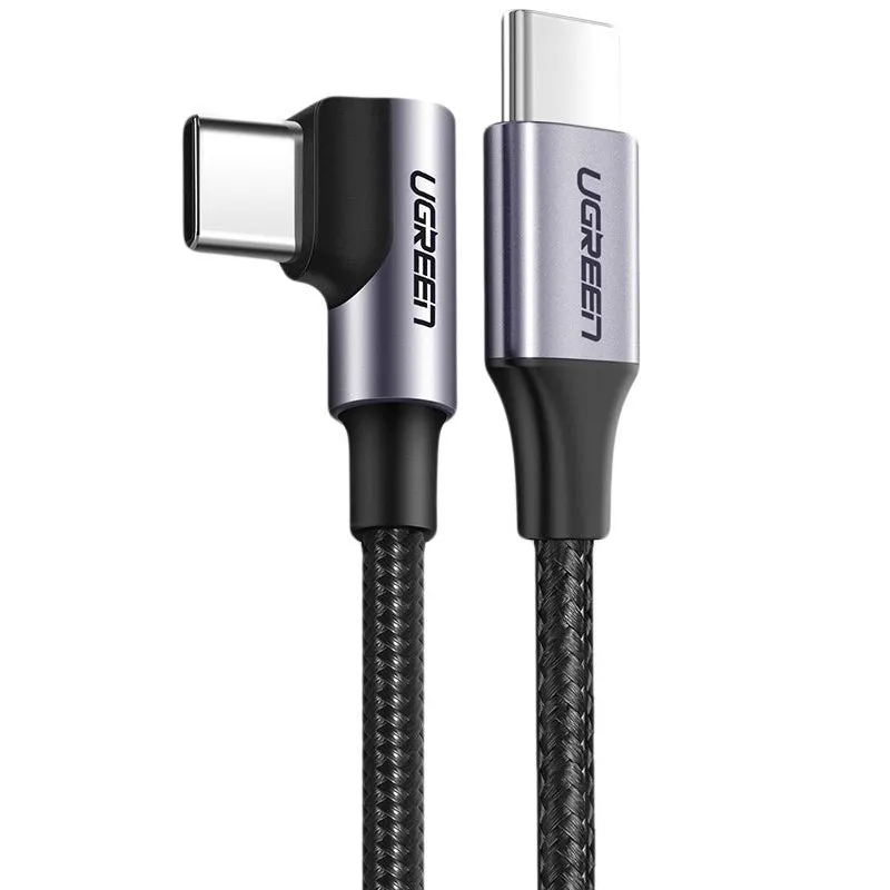 Cavo Dati e Ricarica USB-C - USB-C UGREEN US255 Angled, 60W, 1m, Grigio - immagine 1
