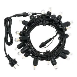 Filo Nero 20 luci - LED Bianco caldo (6 + 1,5 mt) Giuntabile E14 Papaya Luce fissa XMAS KING IP44 42230 - immagine 1