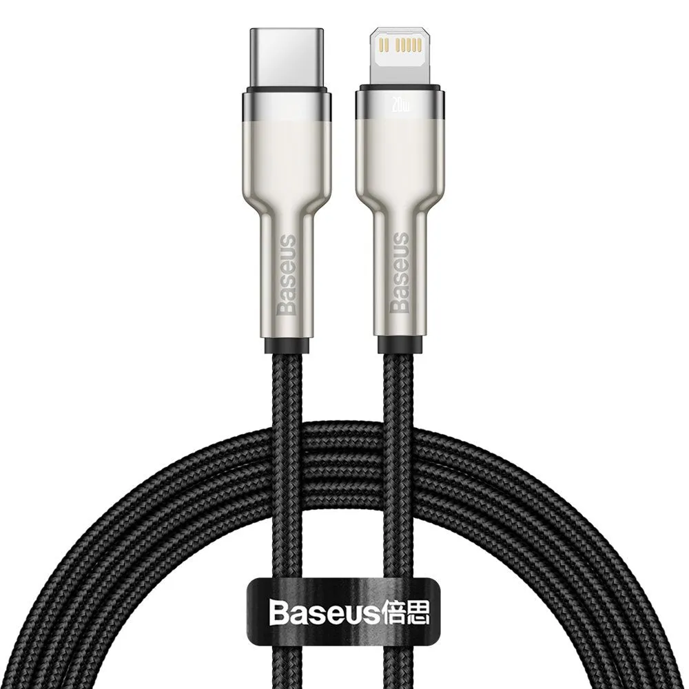 Cavo dati e ricarica USB-C - Lightning Baseus Cafule Metal Series, 20W, 1m, nero CATLJK-A01 - immagine 1