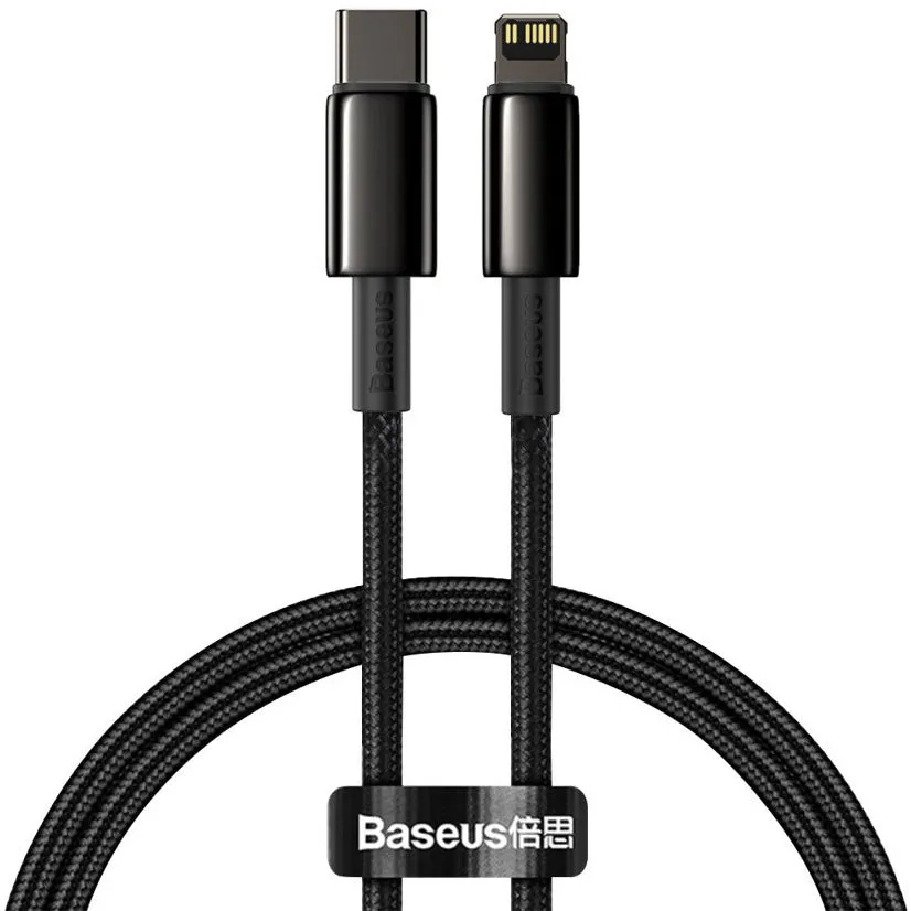 Cavo dati e ricarica USB-C - Lightning Baseus Tungsten Tungsten Gold, 20W, 1m, nero CATLWJ-01 CATLWJ-01 - immagine 1