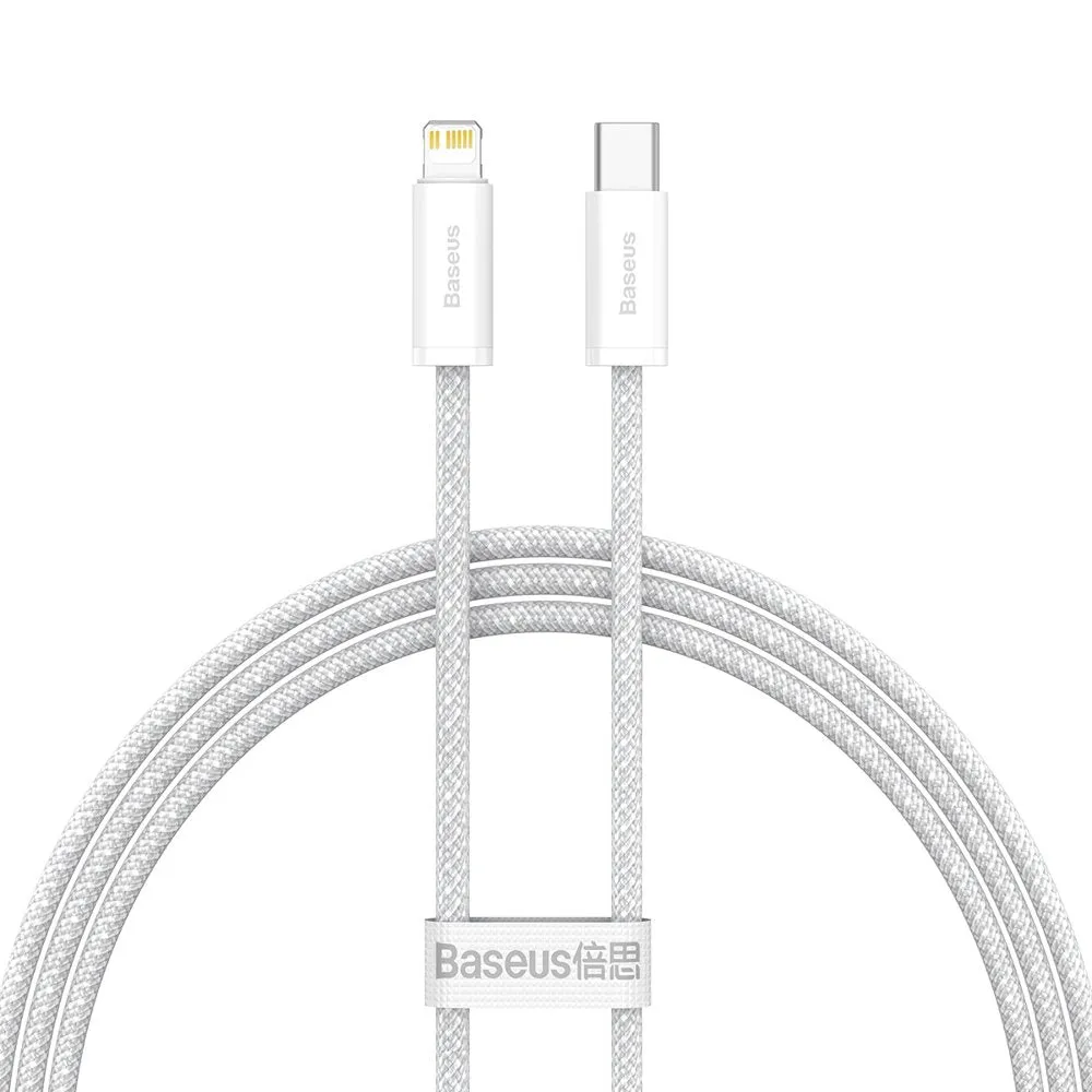 Cavo dati e ricarica USB-C - Lightning Baseus a ricarica rapida dinamica, 20W, 2m, bianco CALD000102 - immagine 1