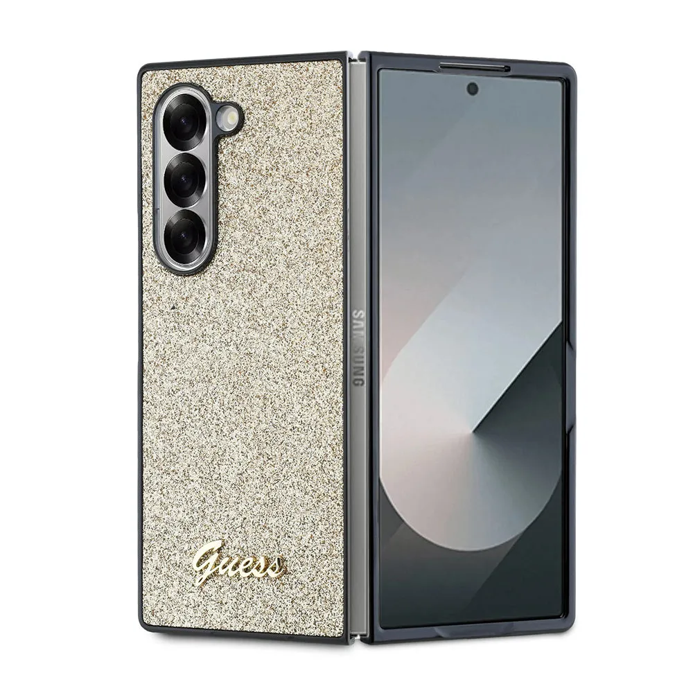 Custodia per Samsung Galaxy Z Fold6 F956, Guess, Glitter Script, Dorata - immagine 1