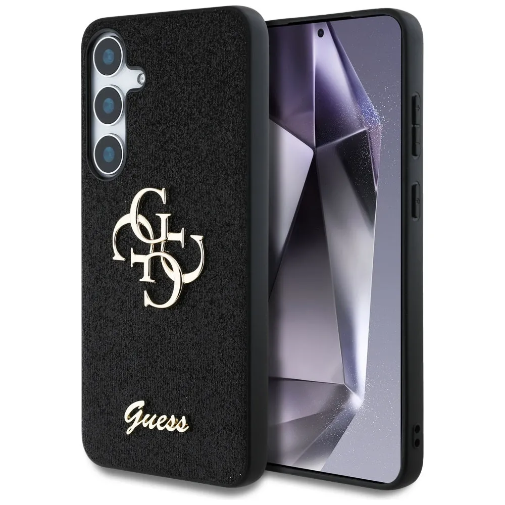 Custodia per Samsung Galaxy S25+ S936, Guess, Glitter Big 4G Script, Nera - immagine 1