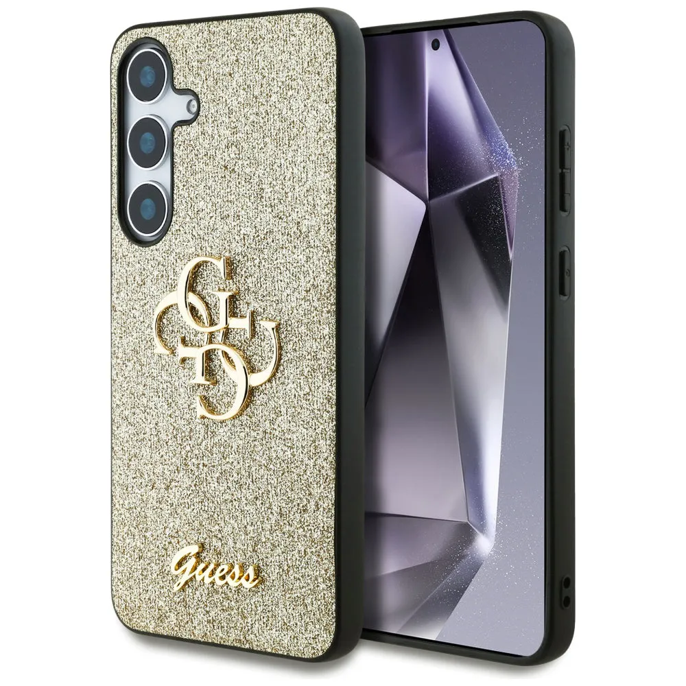 Custodia per Samsung Galaxy S25+ S936, Guess, Glitter Big 4G Script, Dorata - immagine 1
