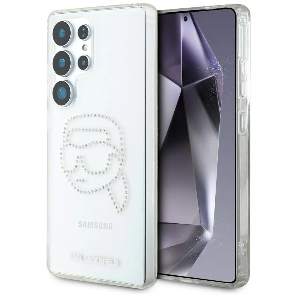 Custodia per Samsung Galaxy S25 Ultra S938, Karl Lagerfeld, IML Rhinestones Karl's Head, Trasparente - immagine 1