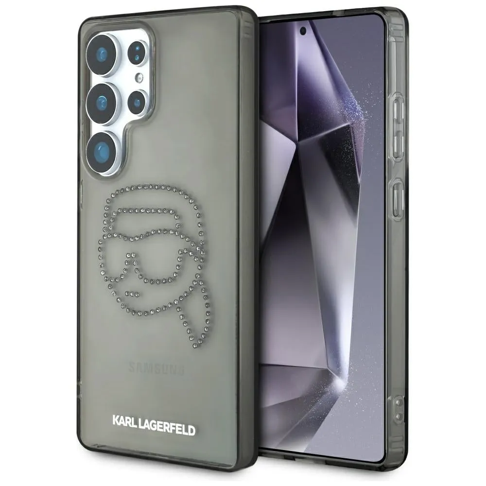 Custodia per Samsung Galaxy S25 Ultra S938, Karl Lagerfeld, IML Rhinestones Karl's Head, Nera - immagine 1